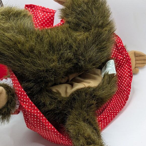Vintage Hosung 1994 Chimp Monkey Polka Dot Red Dress with Hat Plush Puppet Toy - Picture 6 of 8